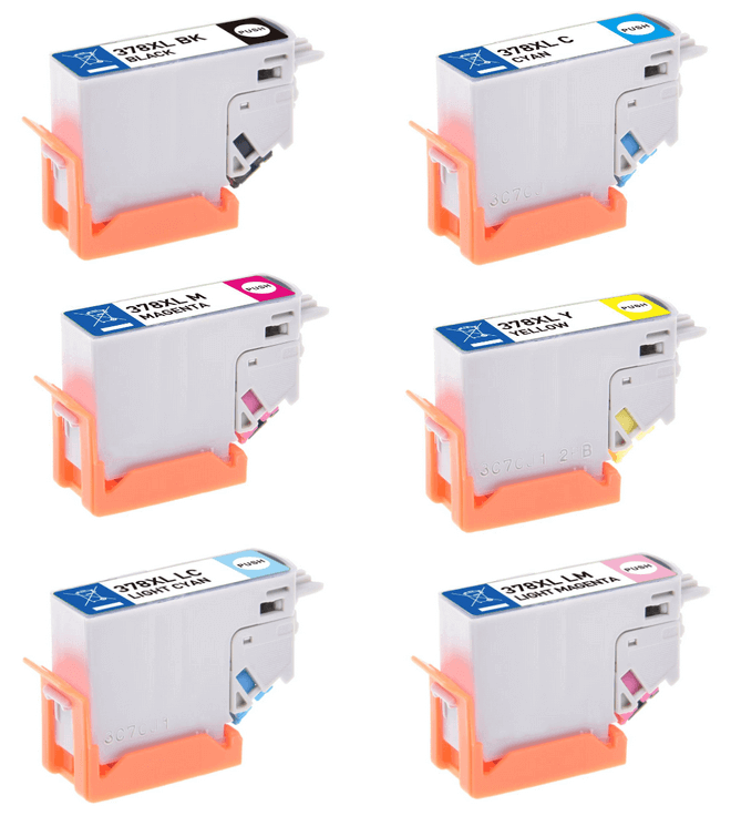 Compatible Epson 378XL High Capacity Ink Cartridges Full Set - (Black, Cyan, Magenta, Yellow, Light Cyan, Light Magenta)
